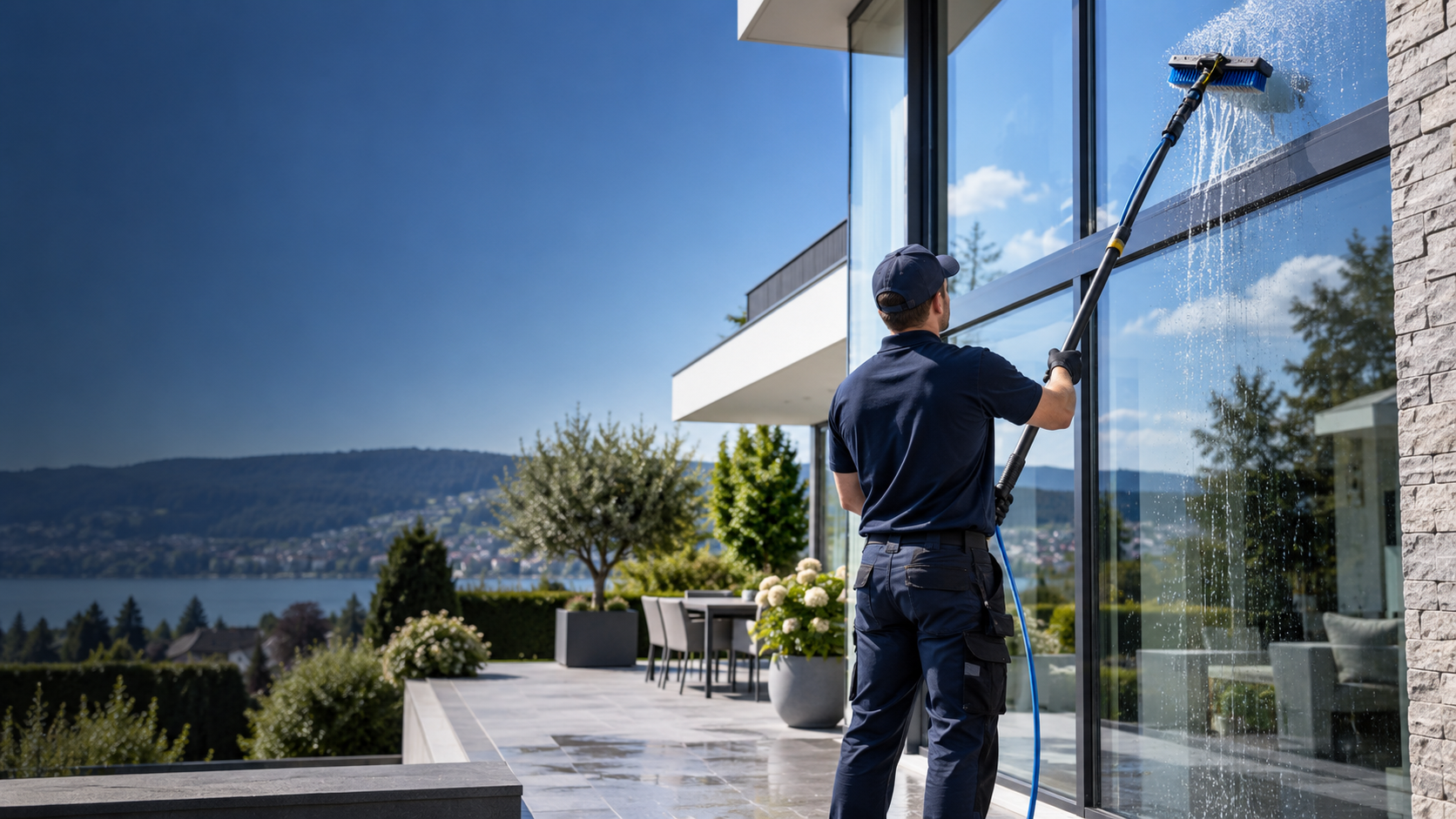 Fensterreinigung mit professioneller Reinigungstechnik